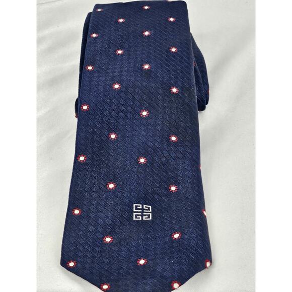 GIVENCHY GENTLEMAN PARIS VINTAGE MEN'S SILK NAVY BLUE POLKA DOT NECK 3" TIE - Picture 2 of 7